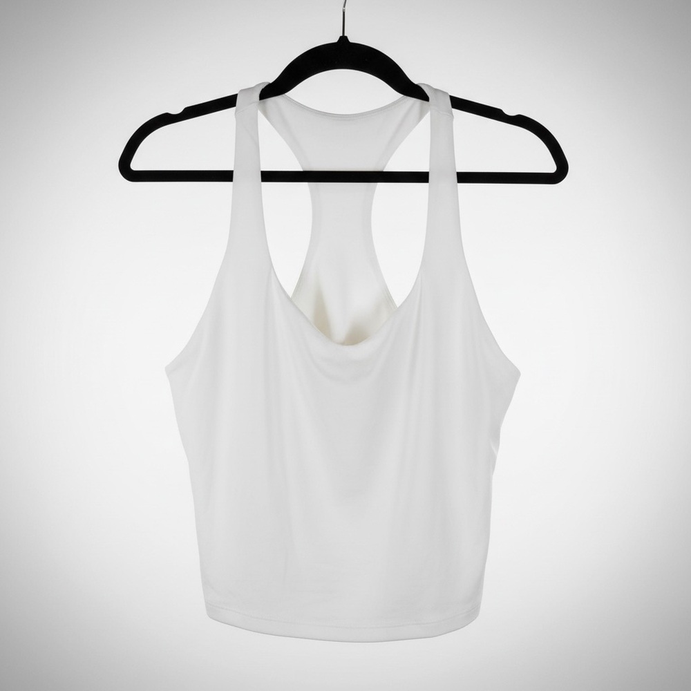Fabletics White Built-In Bra Racerback Tank Top Medium Athletic Workout Top
